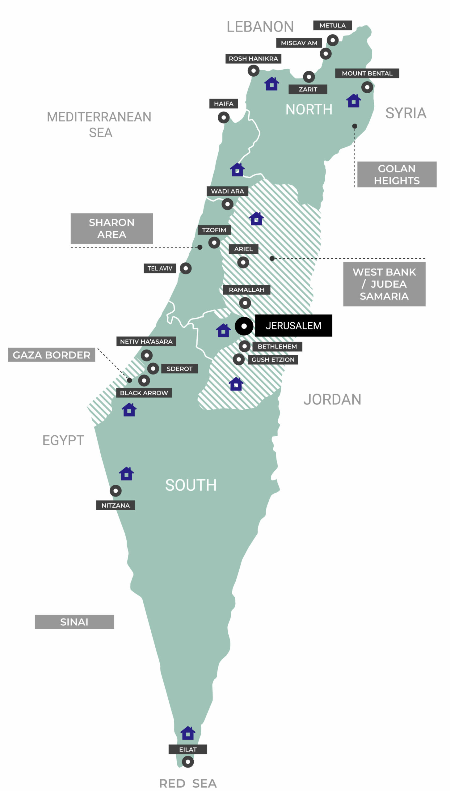 map-Israel-briefings-ITME-V2023-01 INTELLI-TOUR™ is a series of planned OUTDOOR BRIEFINGS in different locations: Cities & Villages, Galilee's Valleys, Seashores, Negev Desert, Golan Heights... All Borders of Israel: Lebanon, Syria, Jordan, Egypt, West Bank & Gaza ... Perfect choice to get a taste of our geopolitical journeys experience, during a trip in Israel